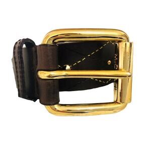 Michael Kors Womens Belt Leather Gold Hardware Brown Gold Size Medium